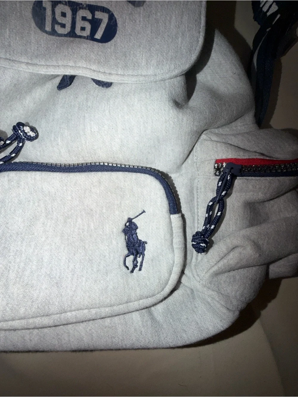 Polo by Ralph Lauren Light Gray and Navy fleece Backpack